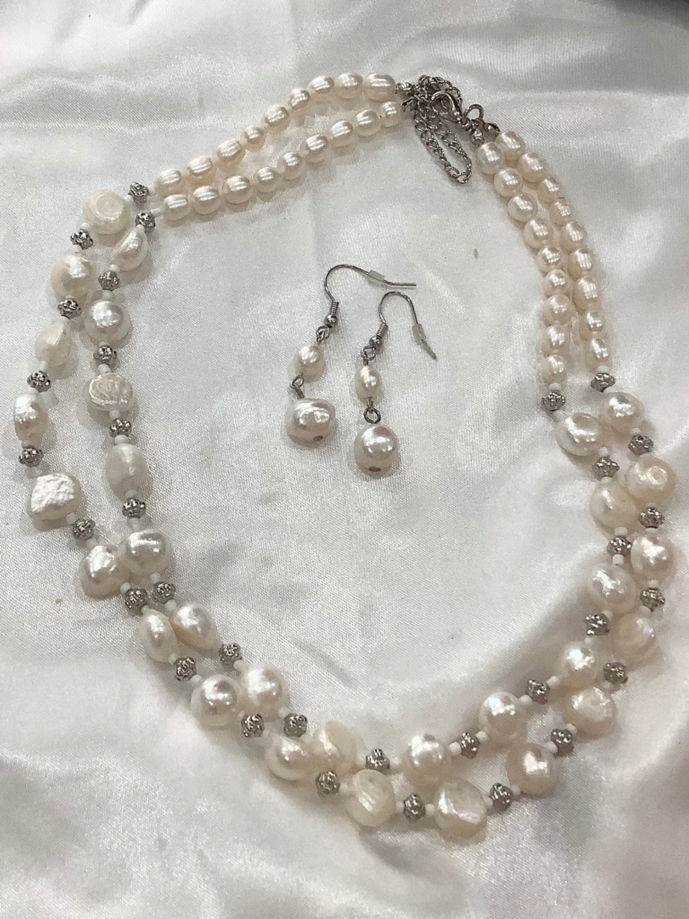 Elegant Baroque Pearl Necklace & Earrings— Mother’s Day gift, Prom, Wedding